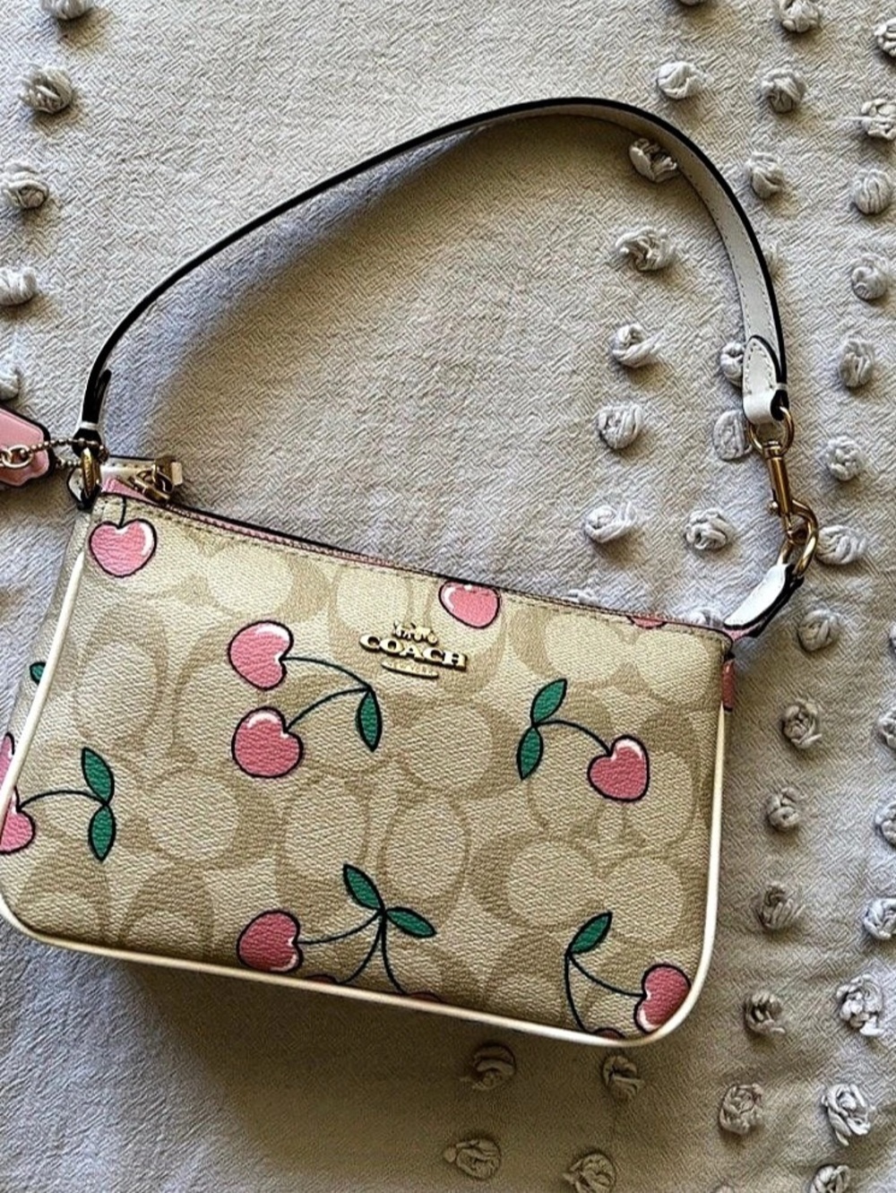 Coach Nolita 19 In Signature Canvas With Heart Cherry Print Heart Cherry Print